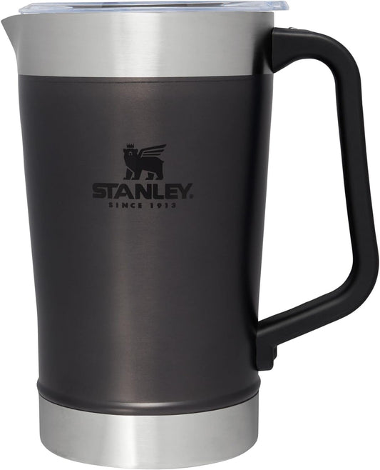 Stanley Stay-Chill Pitcher 64 oz | Cold Water, Beer, and Drink Pitcher with Lid | Large Capacity Durable Beverage Container with Handle | Insulated Stainless Steel | BPA-Free | Charcoal Glow