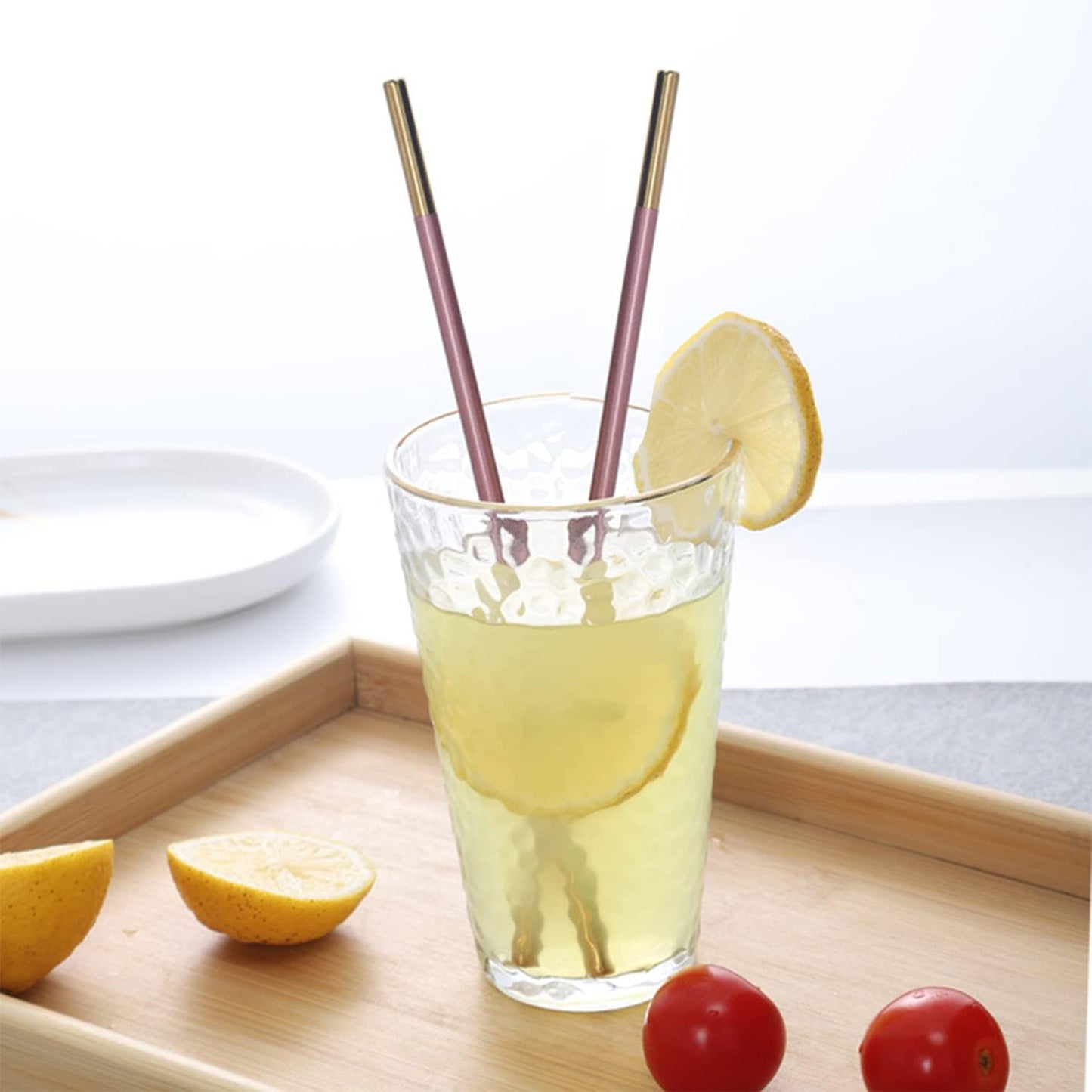 Stainless Steel Reusable Metal Straws,Extra Long Reusable Metal Straws,Metal Drinking Straws,Straight,Pink,5 Pieces.