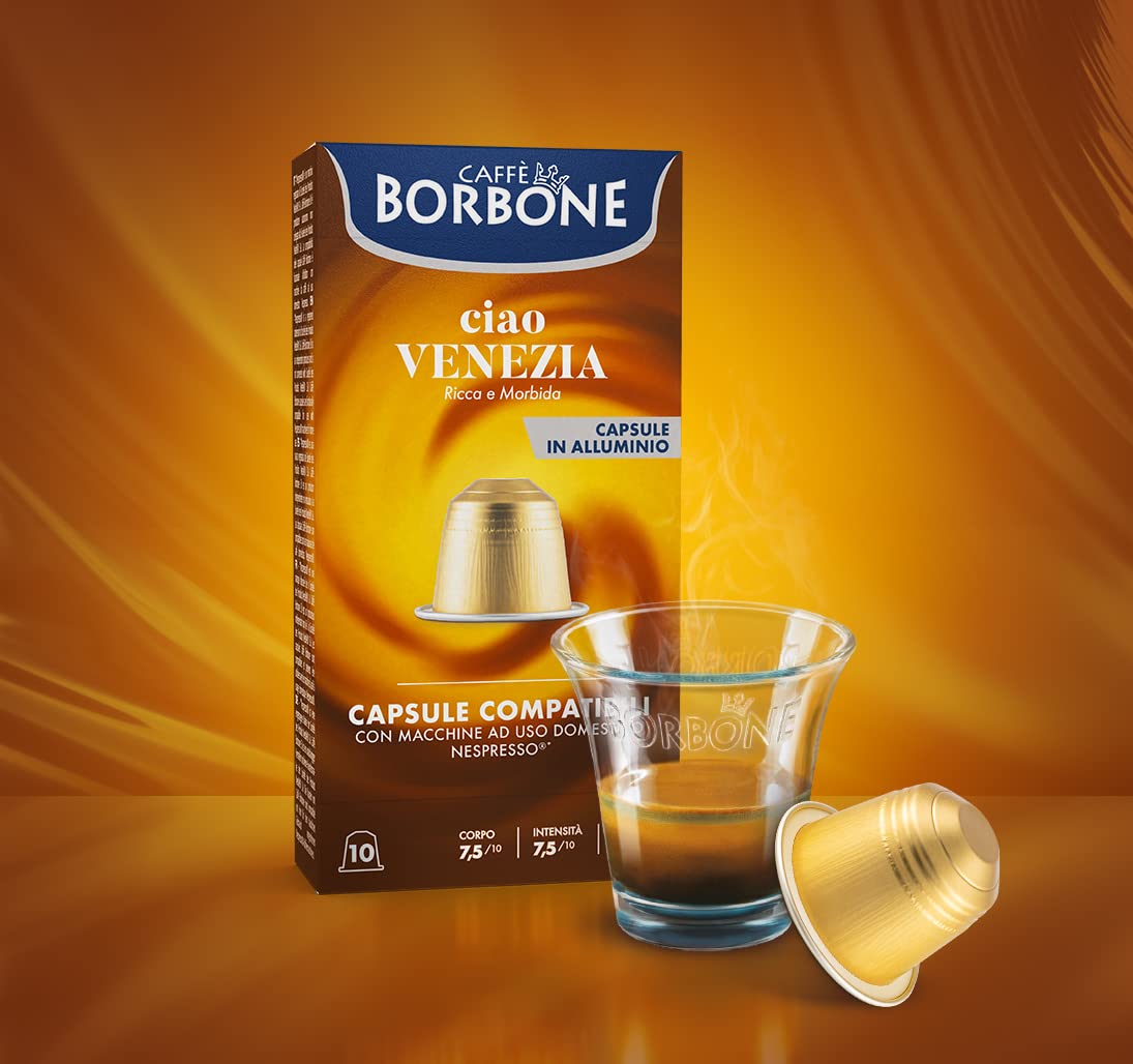 Caffe Borbone Aluminum Coffee Pods, Ciao Venezia, Medium Roast, Full-Bodied and Sweet, Genuine Italian Espresso - Compatible with Nespresso Original, NOT compatible with Vertuo - 100 Count
