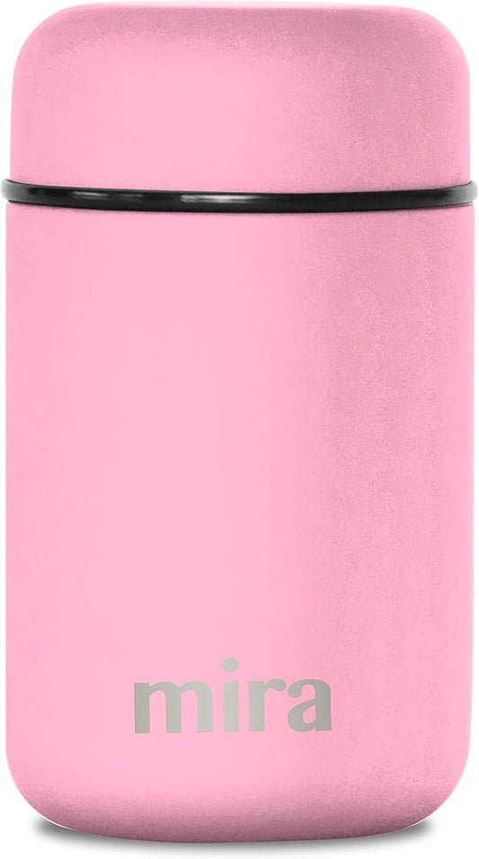 MIRA Insulated Food Jar Thermo for Hot Food & Soup, Compact Stainless Steel Vacuum Lunch Container for Meals To Go - 13.5 oz, Pink