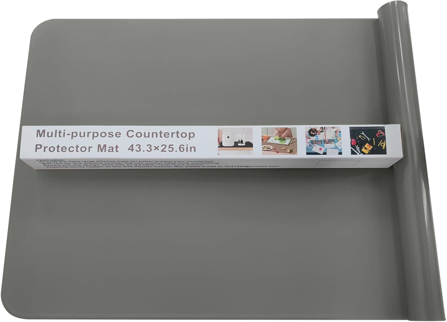 KVK 43.3×25.6in Silicone Mats for Kitchen Counter - Extra Large Silicone Mat Heat Resistant - Glossy Bottom Non Slip - Universal Painting Craft Resin Mat Table Countertop Protector, Dark Grey