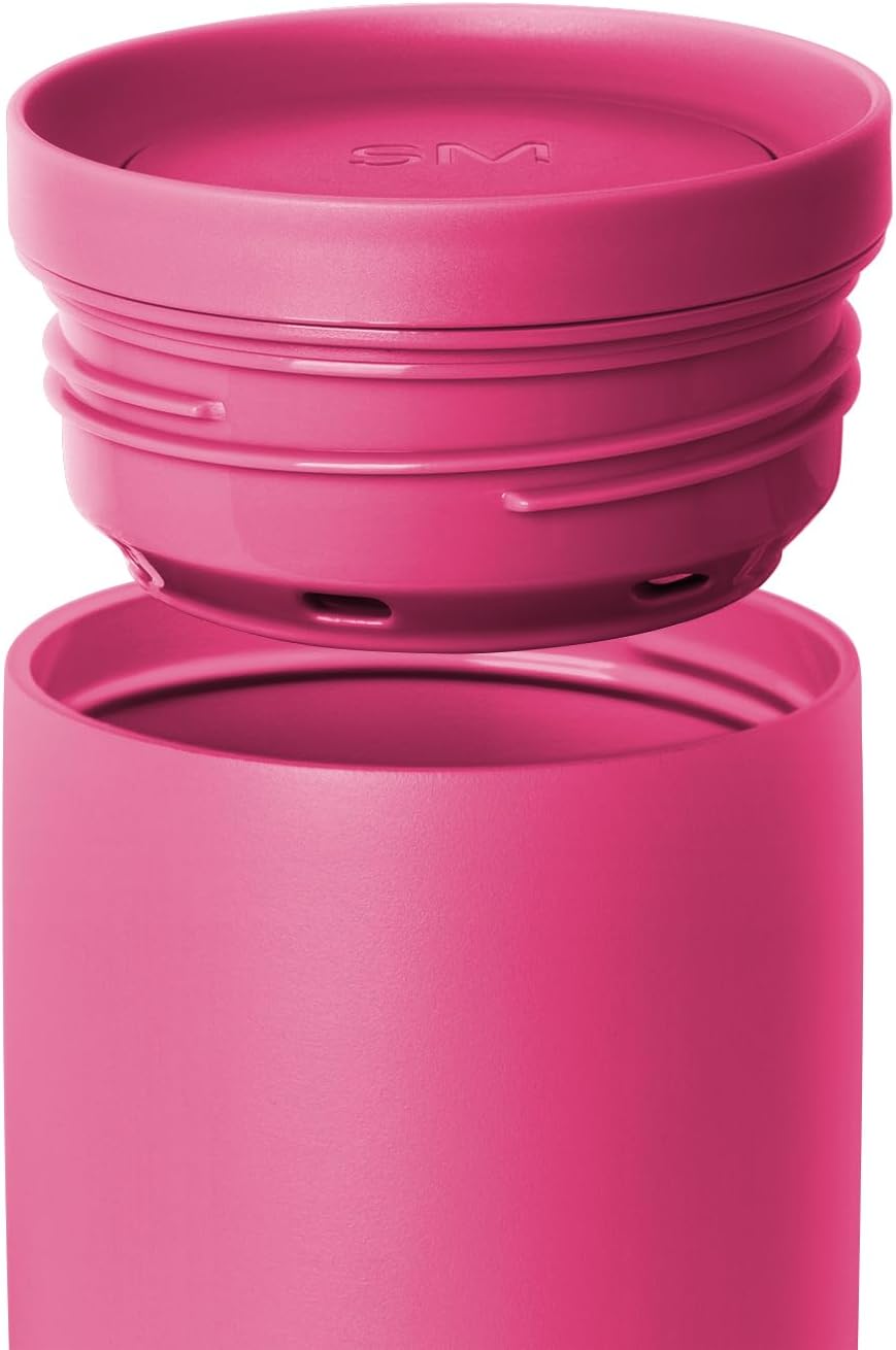 Simple Modern Travel Coffee Mug Tumbler with 360° Lid | Ceramic-Lined Insulated Stainless Steel Cold Brew Iced Coffee Cup Thermos | Gifts for Women Men Her Him | Voyager Signature | 16oz | Berry