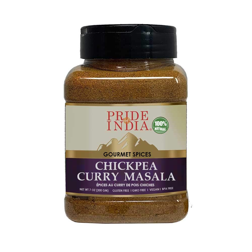 Pride of India - Chickpea Curry Masala Seasoning Spice – Authentic Indian Taste – Spice Blend for Curry Dishes – Gourmet & Flavorful Mix – 7 oz. Medium Dual Sifter Jar