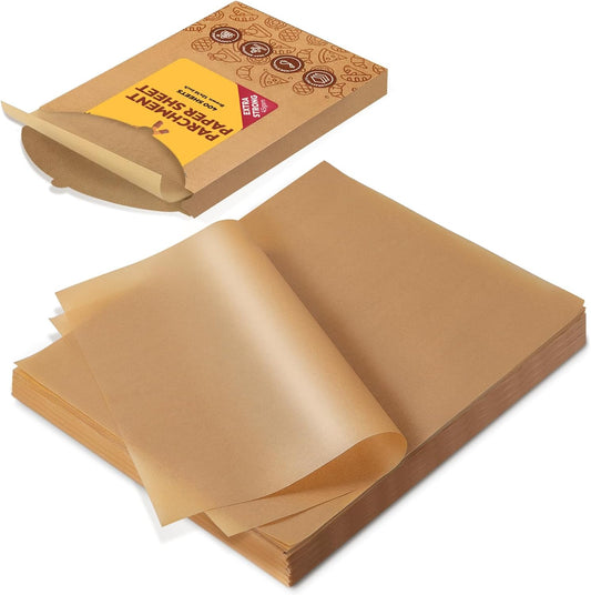 Katbite 400PCS Unbleached Parchment Paper Sheets, 12 x 16 IN Pre-Cut Baking Parchment, Heavy Duty Non-Stick Baking Paper for Half Sheet Cookie Bread Cake Pans, Grilling Meat Pizza,Oven,Air Fryer