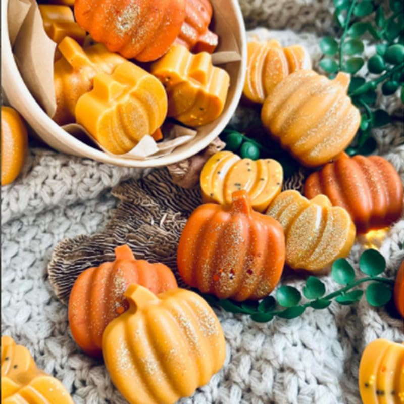 Fall Chocolate Molds 4 Pieces Silicone Pumpkin Candy Mold Maple Leaf Shaped Fondant Molds for Thanksgiving Halloween Autumn Harvest Cupcake Cake Topper Decoration