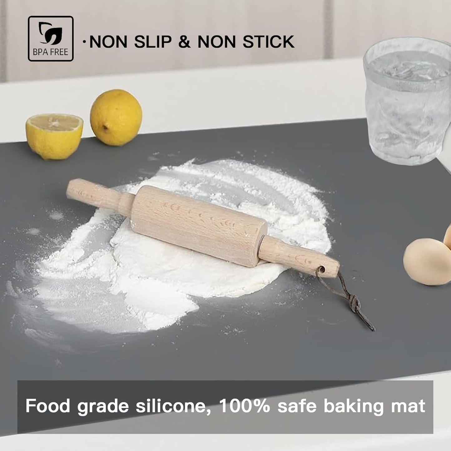 2MM Thick Silicone Countertop Mat, 35.4"x 23.6" Silicone Mats for Kitchen Counter, Nonslip Heat Resistant Mat, Large Kitchen Counter Mats, Waterproof Countertop Protector, Semitransparent