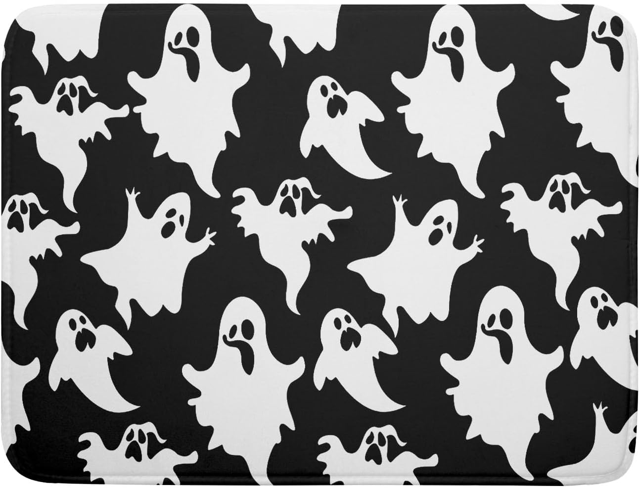 Halloween Bat Ghosts Dish Drying Mat for Kitchen Counter,Halloween Spooky Ghost Black and White Drying Mat 18 x 24 Inch Microfiber Dish Drying Pad Dish Rack Pad Drainer Mat for Coffee Bar