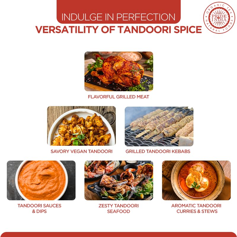 Pride of India - PACK of 6 - Tandoori Grill Masala 6 oz (170 gm) Medium Dual Sifter Bottle |Blend of Exotic & Gourmet Spices |For Vegetable, Meat & Chicken Cooking |Non-Bioengineered | Easy to Use