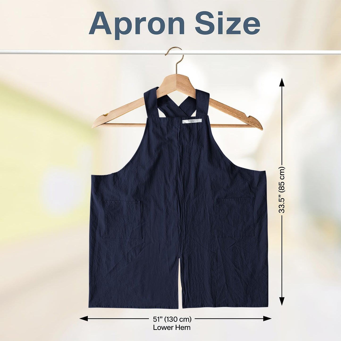 HANEE Cotton Aprons for Women and Men | Cross-Back Apron with Pockets