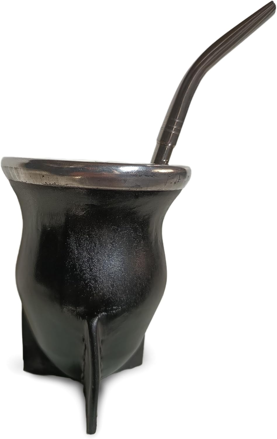 Handcrafted yerba mate gourd (mate cup) authentic calabash, leather wrapped, perfect for Argentinian or Uruguayan mate. Includes stainless steel bombilla for a true yerba mate experience (camionero)