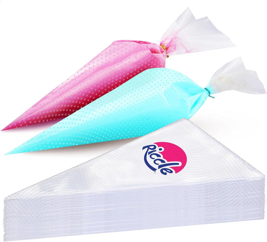 Riccle Disposable Piping Bags 16 Inch - 100 Textured Anti Burst Pastry Bags - Icing Piping Bags for Frosting - Ideal for Cakes and Cookies Decoration