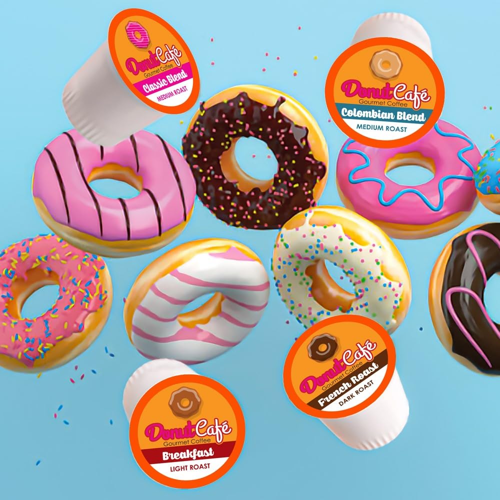 Donut Café - Coffee Gourmet Pods, Classic Blend, Medium Roast – Non-GMO, Gluten Free – Compatible with Keurig K Cup Brewers – Smooth & Delicious – 36 Count