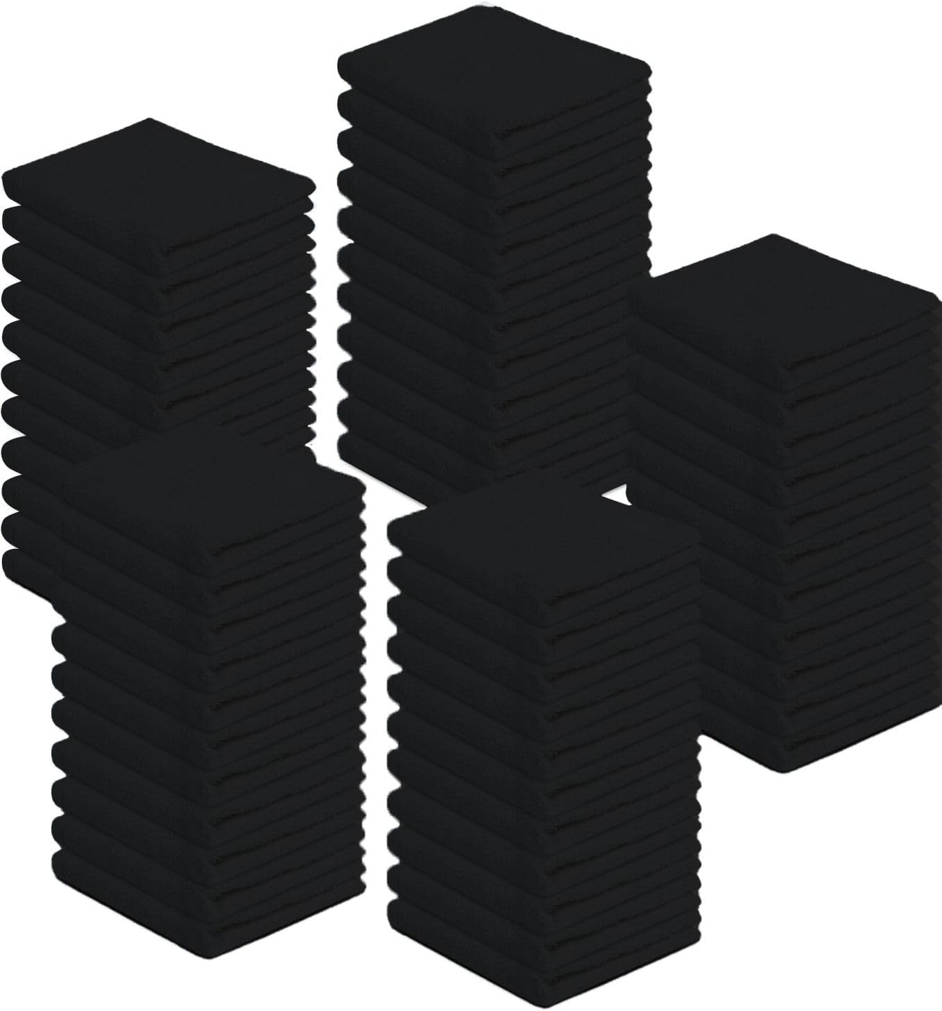 ZUPERIA 100% Cotton Terry Towels Cleaning Cloths, Pack of 50 (12" x 12") Multipurpose, Highly Absorbent, Reusable Cotton Rags, Bar Towels & Cleaning Rags for Everyday Usage (Black)