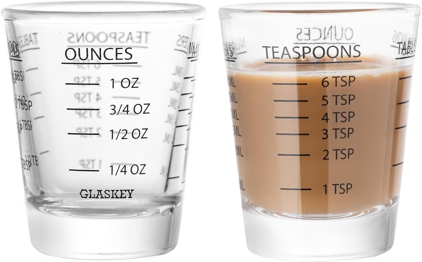 2 Pack Shot Glasses Measuring Cup,Espresso Shot Glass with 4 Measurement Methods(OZ/ML/TSP/TBSP),Dishwasher Safe,Perfect for Coffee,Cocktails and Kitchen Use (Black)