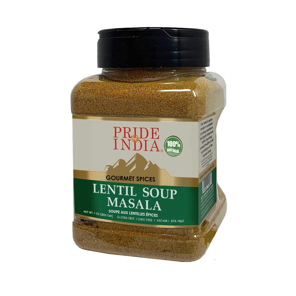 Pride of India - PACK of 6 - Lentil Soup Masala – Authentic Indian Taste- Spice Blend for Lentil Soups and Stews-Flavorful Mix-Easy to Use-7 oz. Medium Dual Sifter Jar- For Vegans & Vegetarians