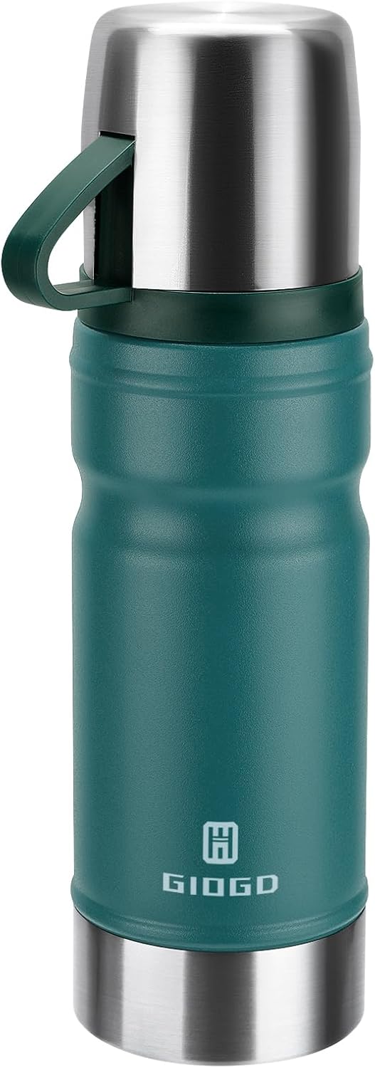 Vacuum Insulated Water Bottle Thermo Water Flask with Cup 680ml/23oz Stainless Steel Thermal Water Bottles Thermo for Hot and Cold Drinks Coffee Water(Blue,Single)