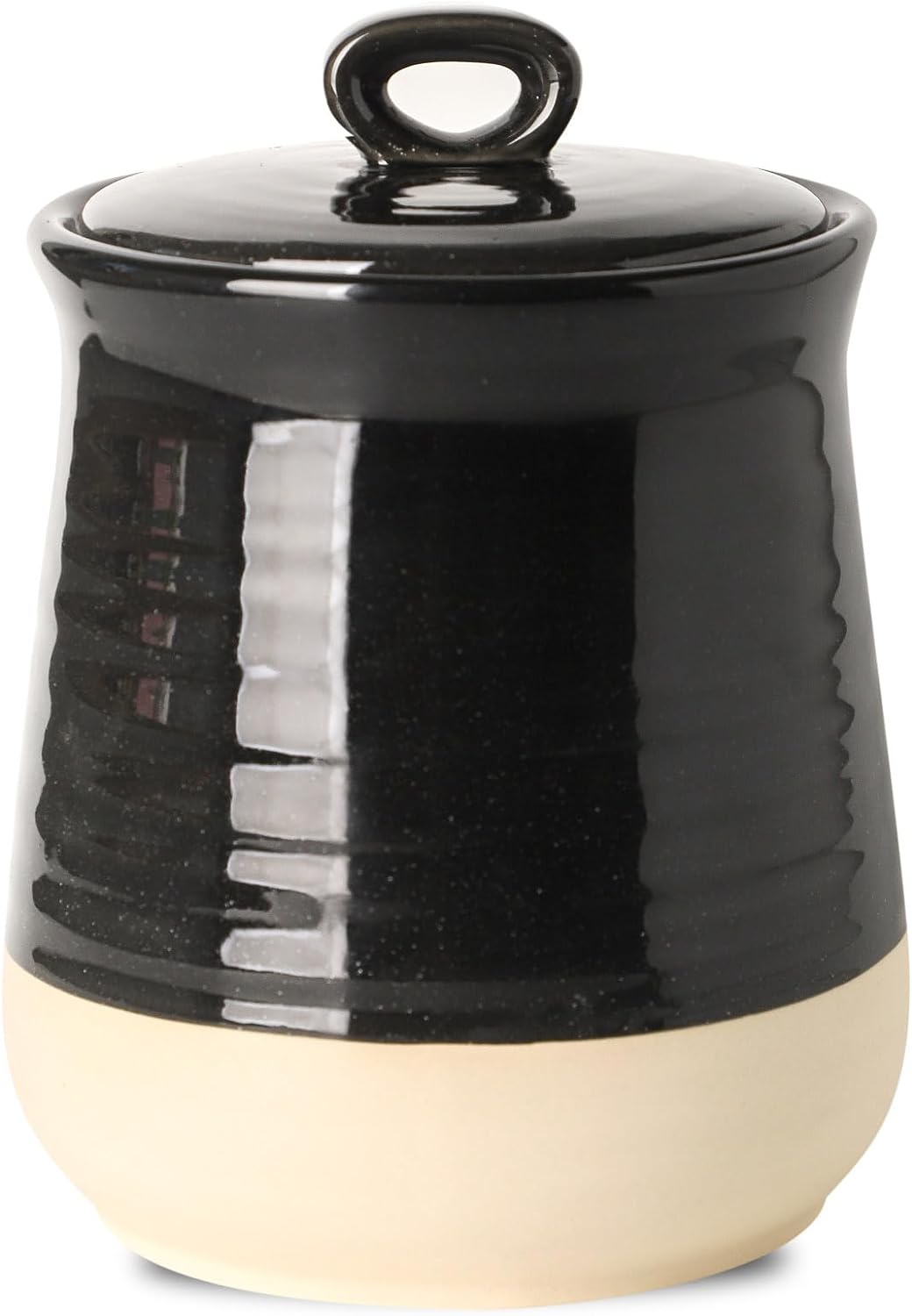 Hasense Ceramic Kitchen Canister, 75 OZ Coffee Canister with Lid, Airtight Food Storage Jar for Coffee Bean, Nuts, Candy, Spice, Flour and Herb, Large Food Container, Kitchen Decor, Black