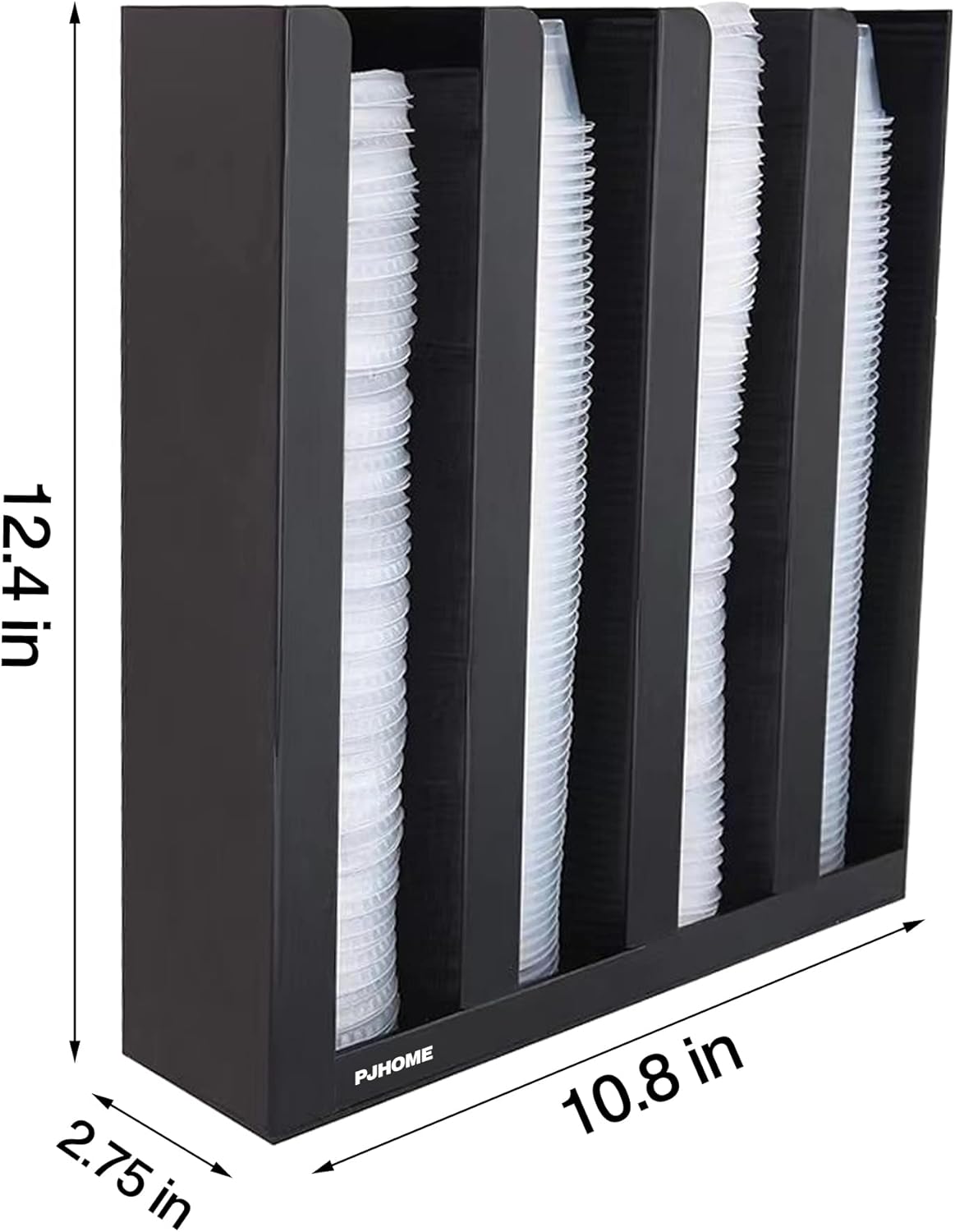 PJHOME Portion Sauce Cup Lid Organizer 4 Compartments Plastic Sauce Cup Holder for Counter Wall Mount Disposable Cup and Lid Storage Restaurant Supplies