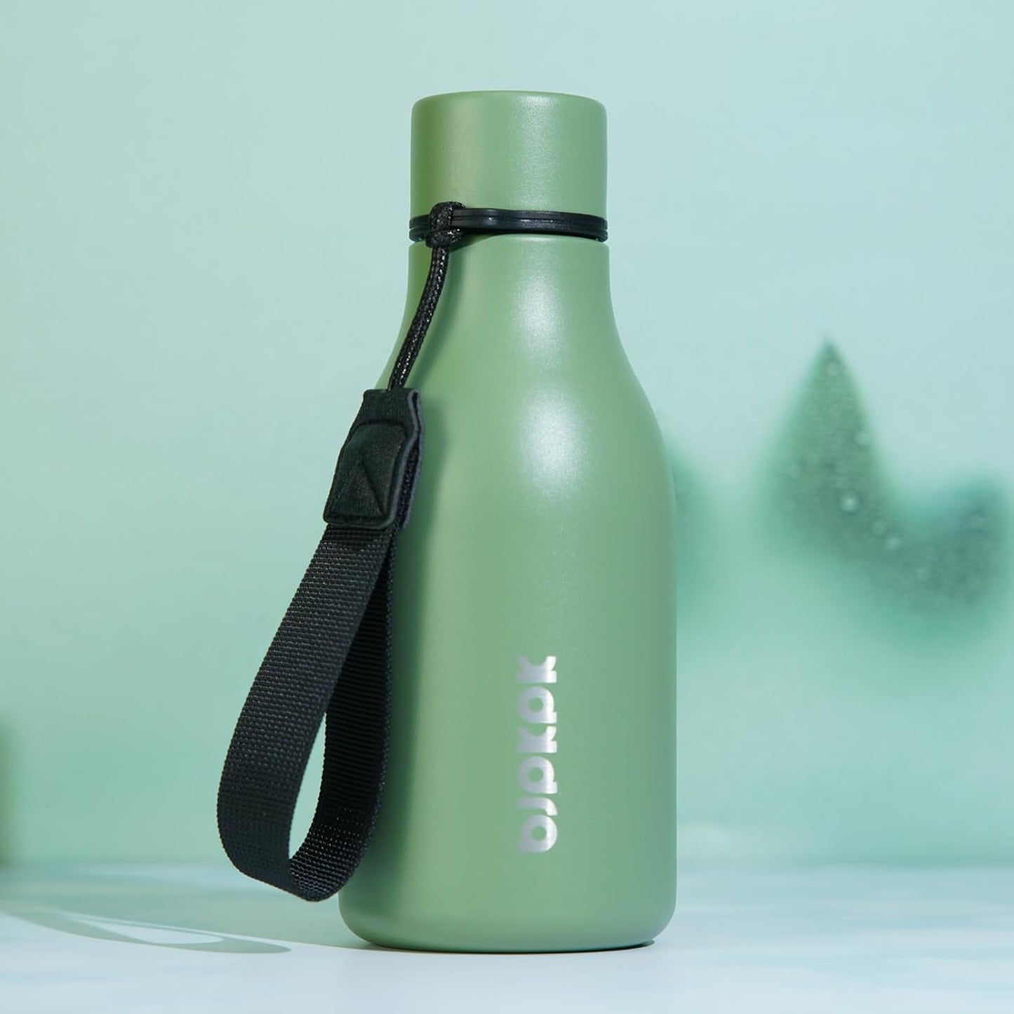 BJPKPK Insulated Water Bottles, 12oz Stainless Steel Metal Water Bottle with Strap, BPA Free Leak Proof Thermos, Mugs, Flasks, Reusable Water Bottle for Sports & Travel, Macaron Green