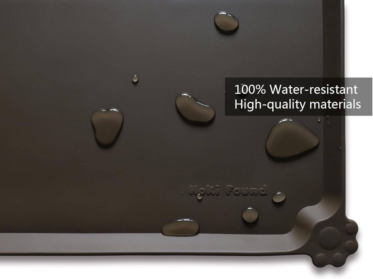 Hoki Found L Silicone Pet Food Mats Tray - Non Slip Dog Cat Bowl Mats Placemat - Pet Feeding Mat - Waterproof Dog Cat Food Mats -Pet Water Mats for Carpet - Coffee