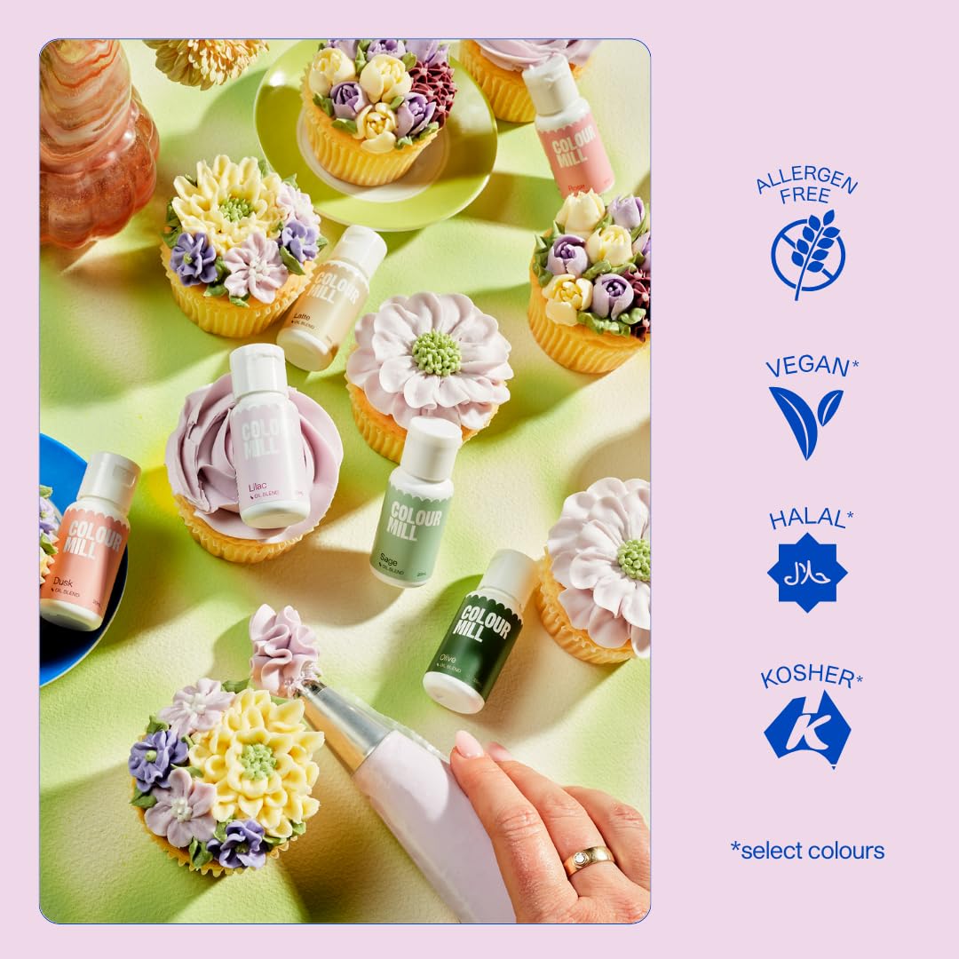 Colour Mill Oil-Based Food Coloring, 20 Milliliters Each of 6 Colors: Baby Pink, Candy, Hot Pink, Raspberry, Red and Rose - Valentine's Set