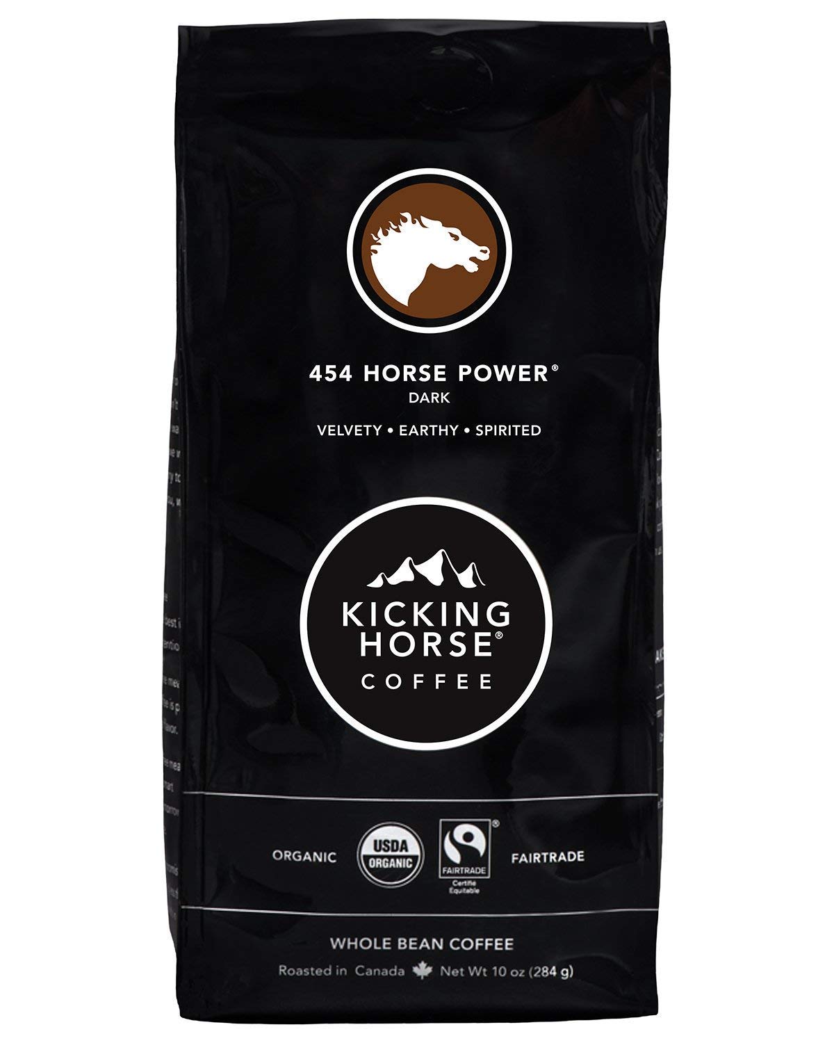 Kicking Horse Coffee, 454 Horse Power, Dark Roast, Whole Bean, 10 oz - Certified Organic, Fairtrade, Kosher Coffee 10 Ounce (Pack of 6)