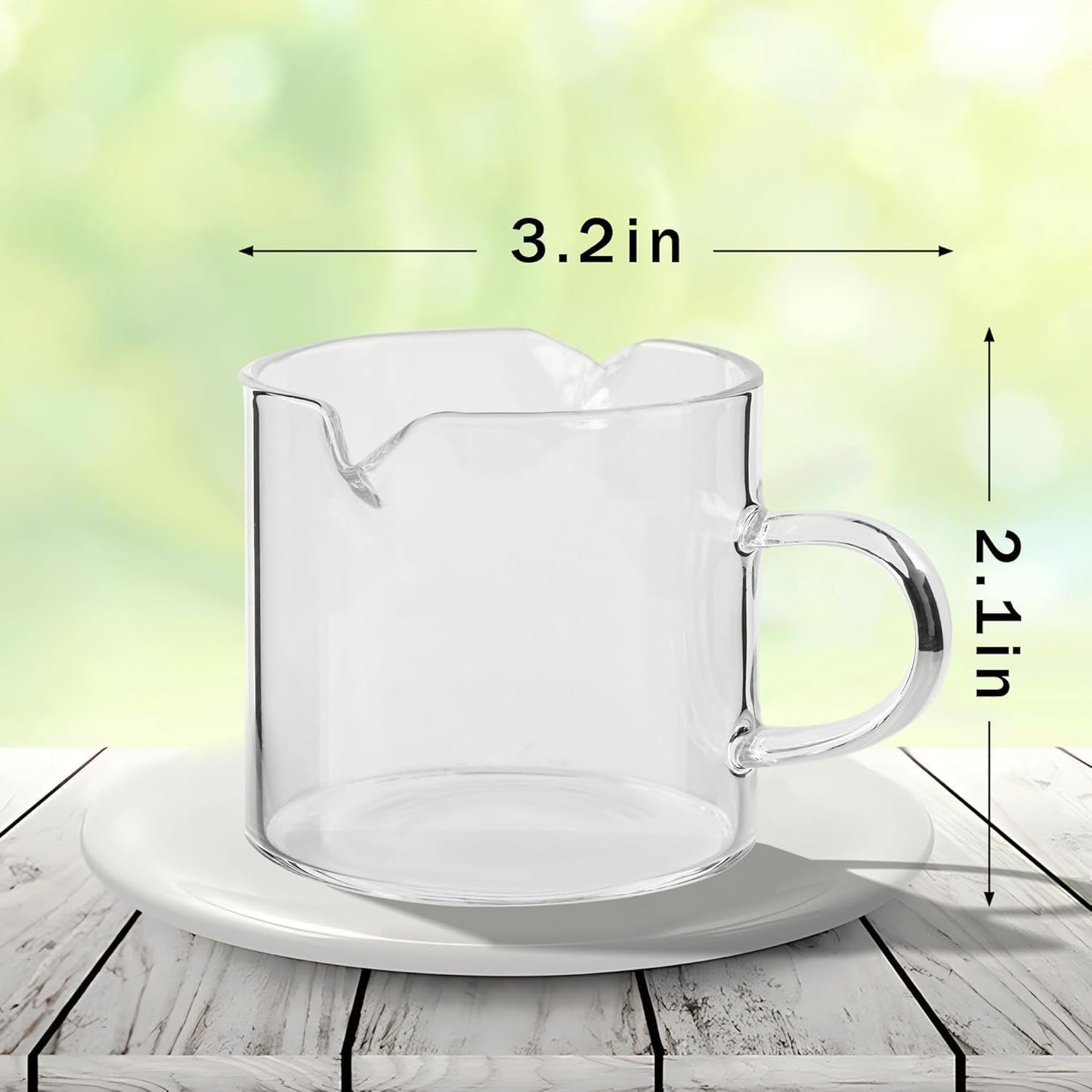 2PCS Espresso Shot Glasses Cup,75ML/2.5OZ Double Spouts Glass Coffe Cup with Handle (Clear)