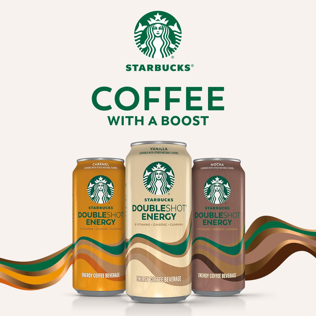 Starbucks Doubleshot Energy Drink Coffee Beverage, Vanilla, Iced Coffee, 15 fl oz Cans (Packaging May Vary) (Pack of 12)
