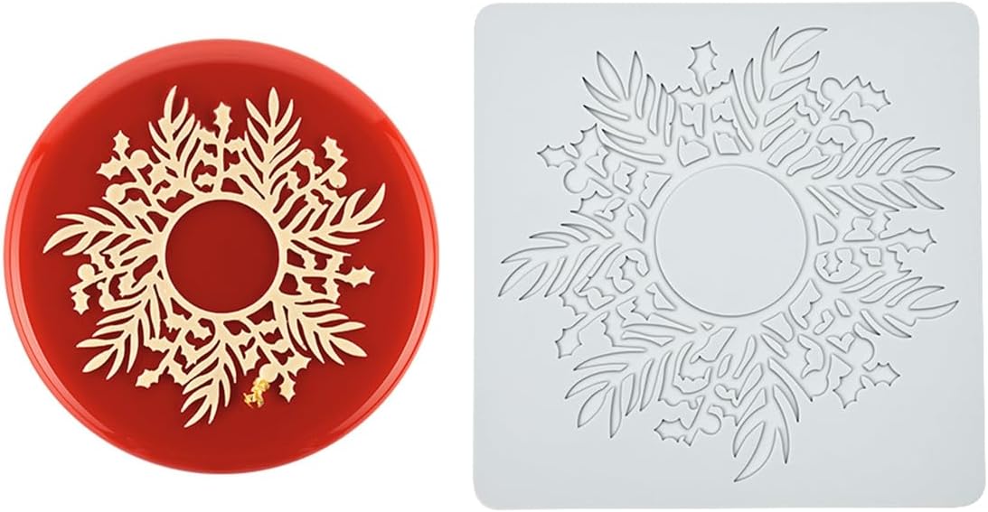 mostsom Silicone Mold 3D Hollow Out Lace Mold Lace Cake Silicone Baking Mold Wreath Design Flower and Leave Lace Mat Fondant Decorating Tool (L_ Flower Wreath)