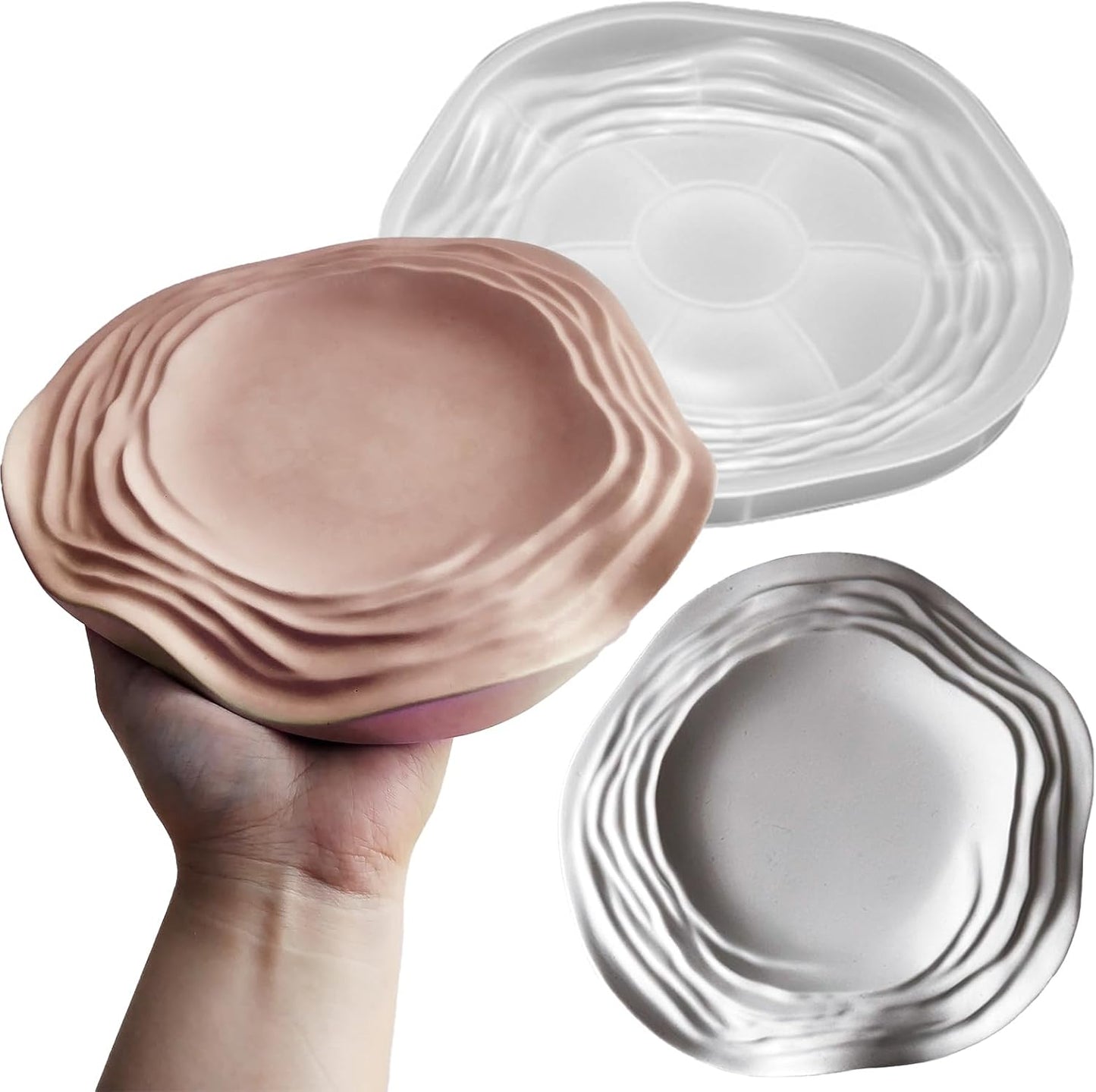 Wehous Irregular Tray Silicone Molds, Wave Flower Tray Resin Concrete Mold, 3D Unique Ocean Wave Shape Storage Container Mold for Epoxy Casting Cement Jewelry Candle Holder Soap Dish Plates DIY Craft