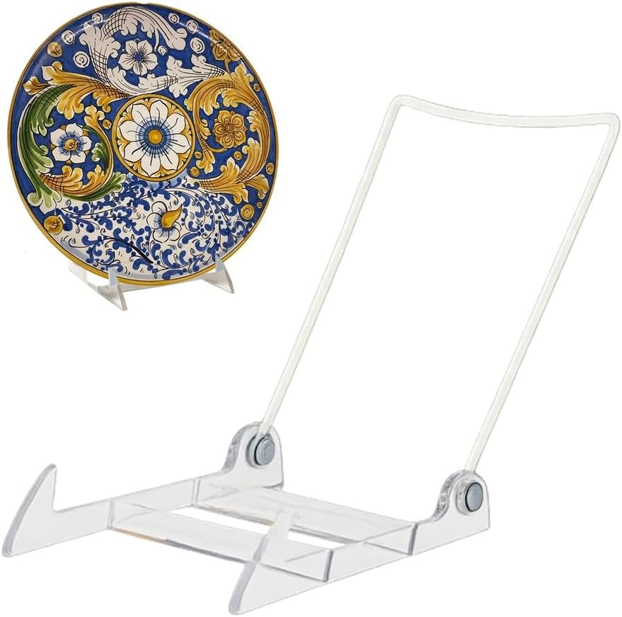 KINGDOM SOLUTIONS MADE IN USA 12-Pack Adjustable Acrylic Easels - Plate Stand - Sturdy Book Stand for Art, Pictures, Plates, Frames - Unique on the Market