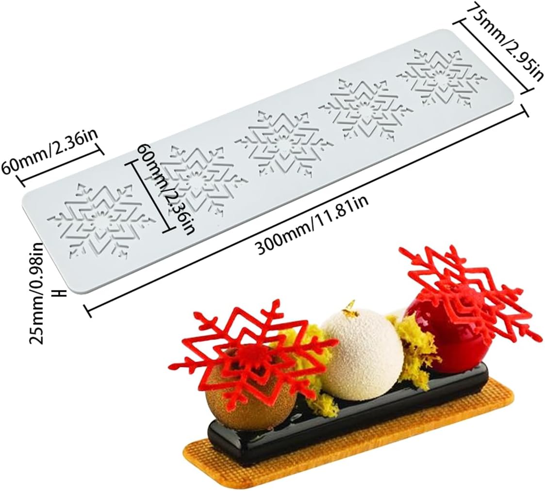 mostsom Silicone Mold 3D Hollow Out Lace Mold 3D Cake Christmas Snowflakes Silicone Mould Fondant Chocolate Stencil Border Bakeware Cake Decorating (M_ Snowflower)