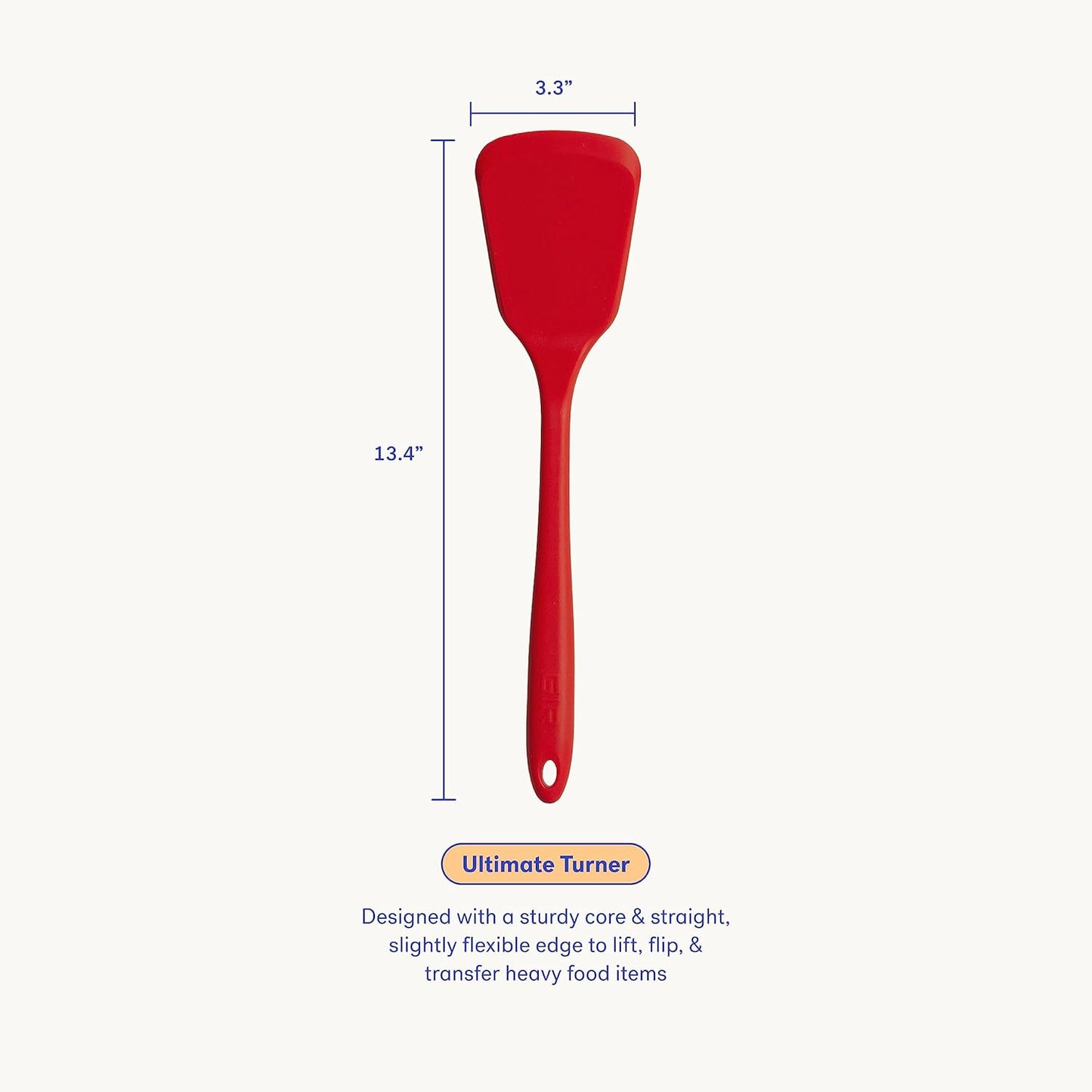 GIR: Get It Right Silicone Spatula Turner - 13-Inch Red - Nonstick Heat-Resistant Silicone Cooking Spatula - Pancake Flipper & BBQ Utensil - Flexible Tip & Sturdy Core