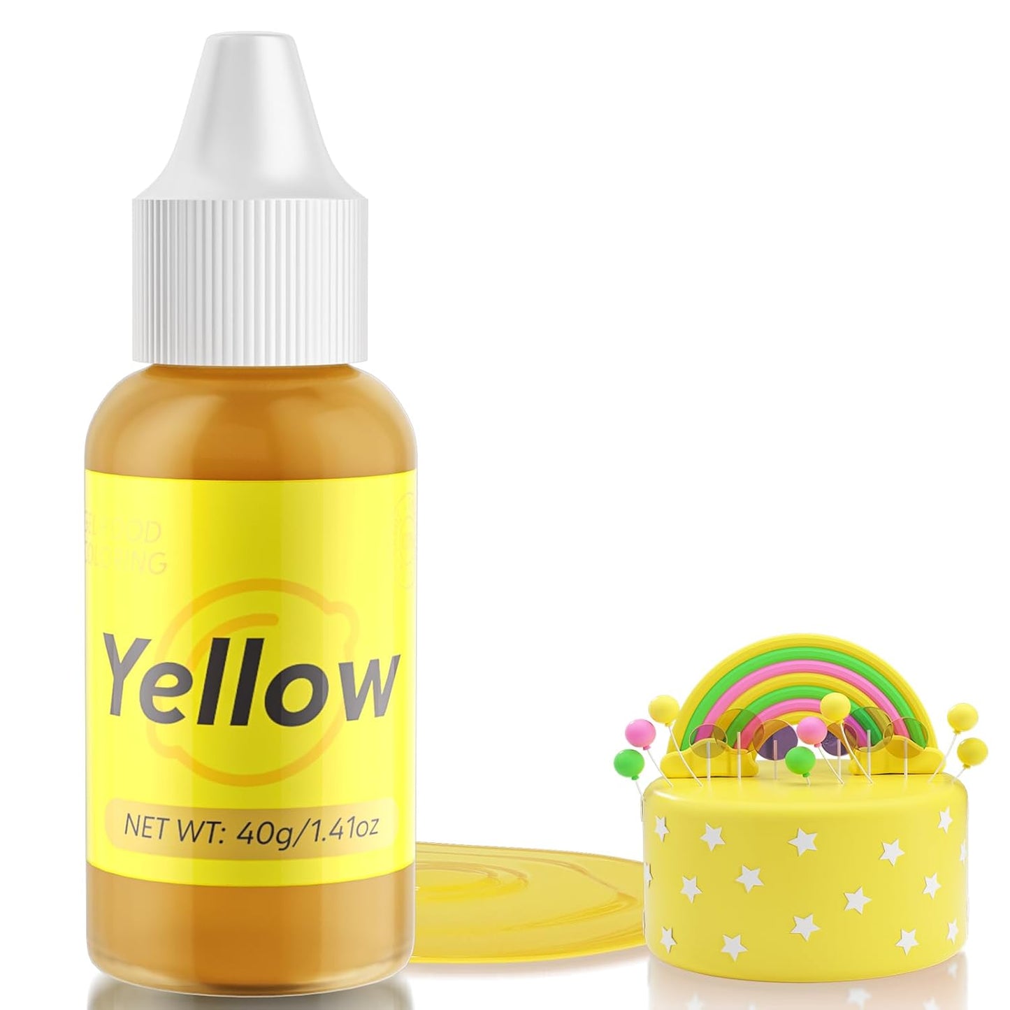 Gel Food Coloring for Cake Decorating - 40g Concentrated Assorted Edible Colors - Vibrant Tasteless Food Dye Professional-Grade Dye for Easter Eggs Fondant Cookies Frosting Royal Icing Baking - Yellow