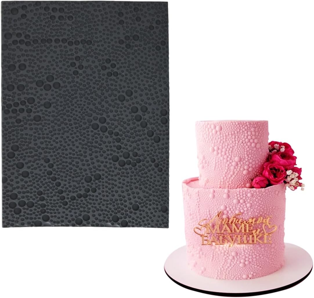 mostsom Silicone Fondant Lace Mold Cake Decorating Stencil with Pearl Pattern - Flexible Baking Mat for Cookies, Cupcakes, Chocolate - Reusable Pastry & Candy Making Tool (D_ Pearl)