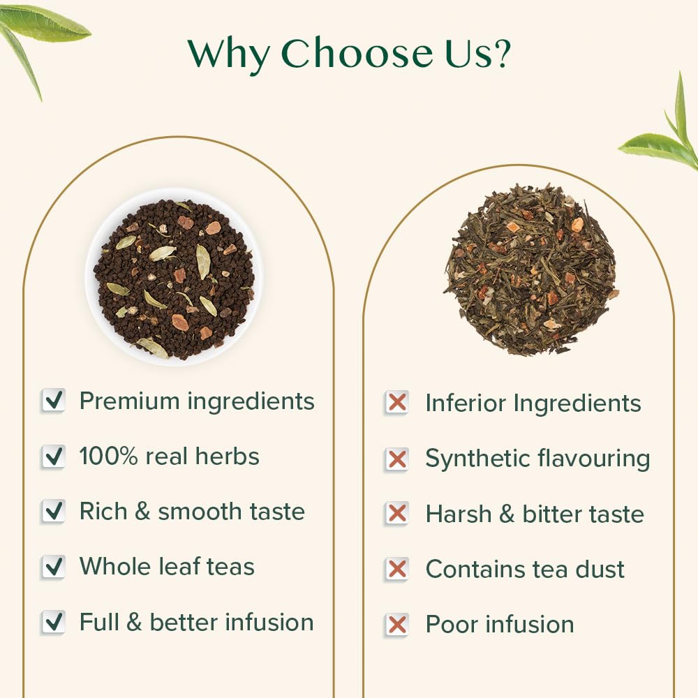 VAHDAM Earl Grey Masala Chai - High Caffeine, Non GMO, Gluten Free | Citrusy Earl Grey Tea Leaves w/ Pure Bergamot Oil | Brew Hot, Iced or Chai Latte | Vacuum Sealed Pack (50 Cups/3.53 oz)