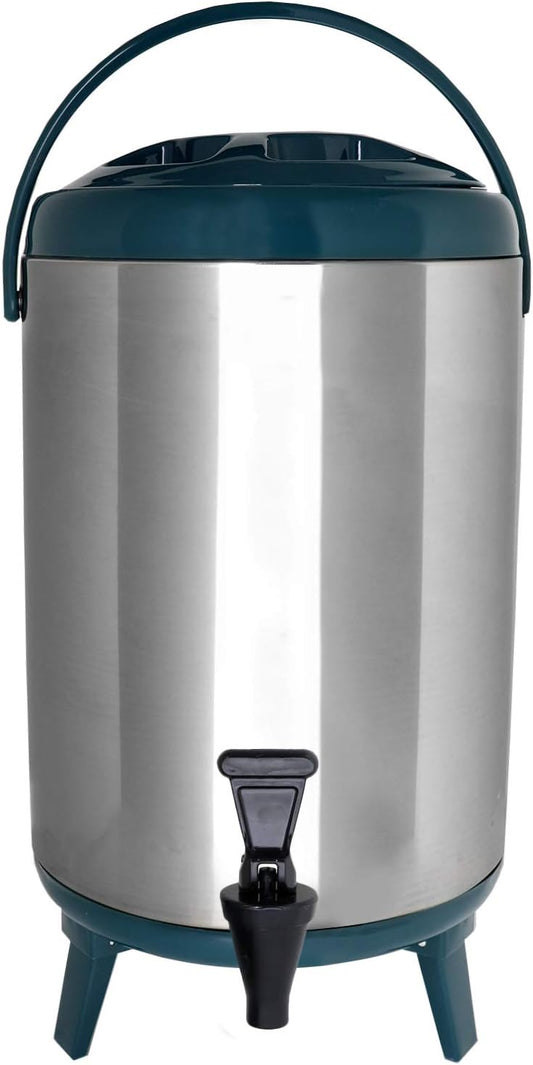 Stainless Steel Insulated Beverage Dispenser – Insulated Thermal Hot and Cold Coffee Carafe – 8 Liter Drink Dispenser with Spigot for Hot Water, Tea & Coffee, Cold Milk, Juice & More TEAL