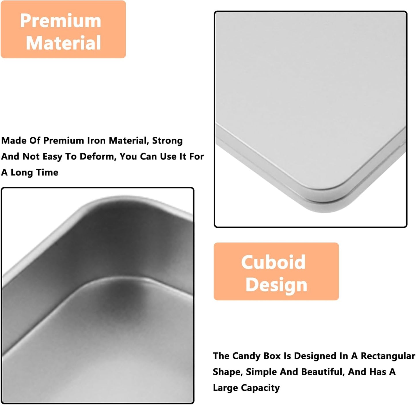 Metal Empty Boxes, Tin Boxes with Lid,Small Silver Tin Boxes,Stackable Organizer Containers,4PCS Storage Tin for Home Outdoor Active Storage Containers