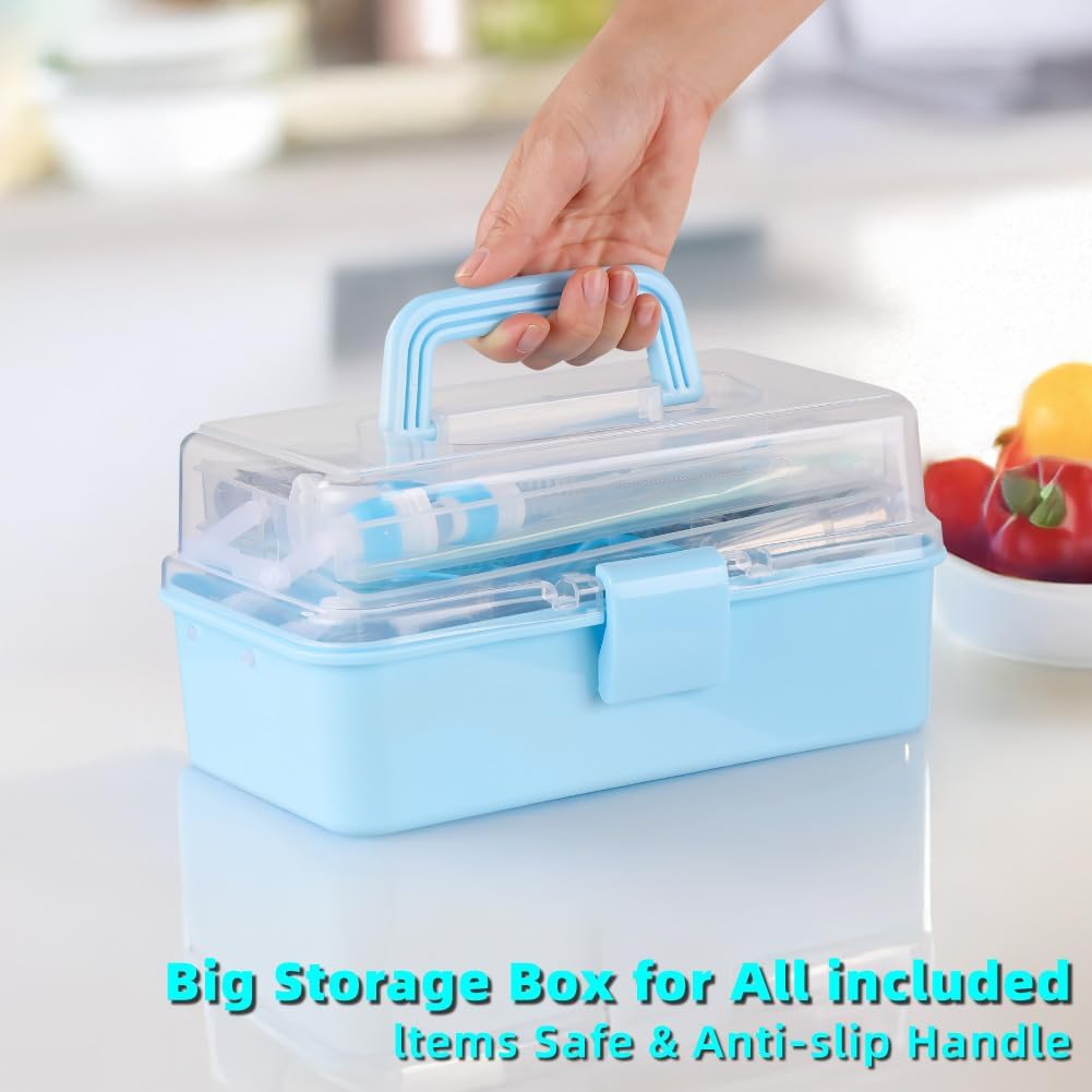 Cake Decorating Kit: Decorating Supplies Tools Kit 208 PCS Baking Accessories Include Spiping Bags and Tips Set, Piping Tips Set, Spatulas, Cake Scraper, 50 Piping Bags, Blue