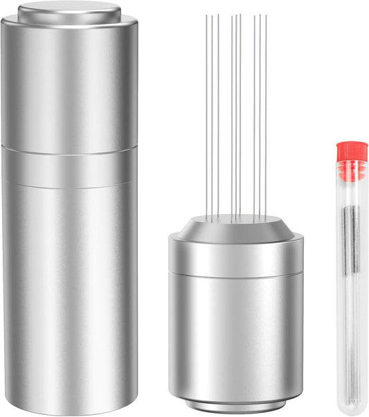 WDT Espresso Distribution Tools Espresso Stirrer Tool WDT Coffee Distributor for Barista Espresso Machine Accessories 9*0.35mm Espresso Grounds Stirrer with Extra 9 Replaceable Needles,Silver