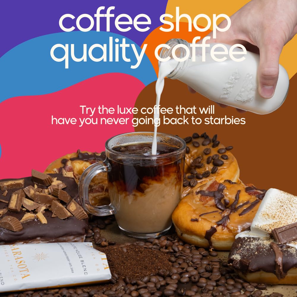 Sarasota Bulk Coffee Packs Ground Packets | Medium, Dark, Colombian, & Flavored Roast Variety | Gourmet Assorted Gift Sampler | Low Acid Pouches for 12 Cup Coffee Maker | 1.75 Oz Bags, 100 Count