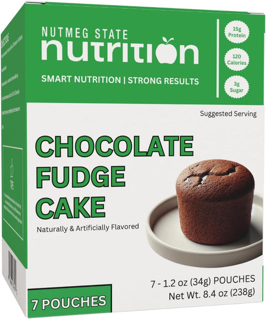 Nutmeg State Nutrition - High Protein Chocolate Mug Cake Mix, 15g Protein, 120 Calories, 3g Sugar, Low Fat, 7 Servings Per Box (1 Box (7 Servings), Chocolate Fudge Cake)