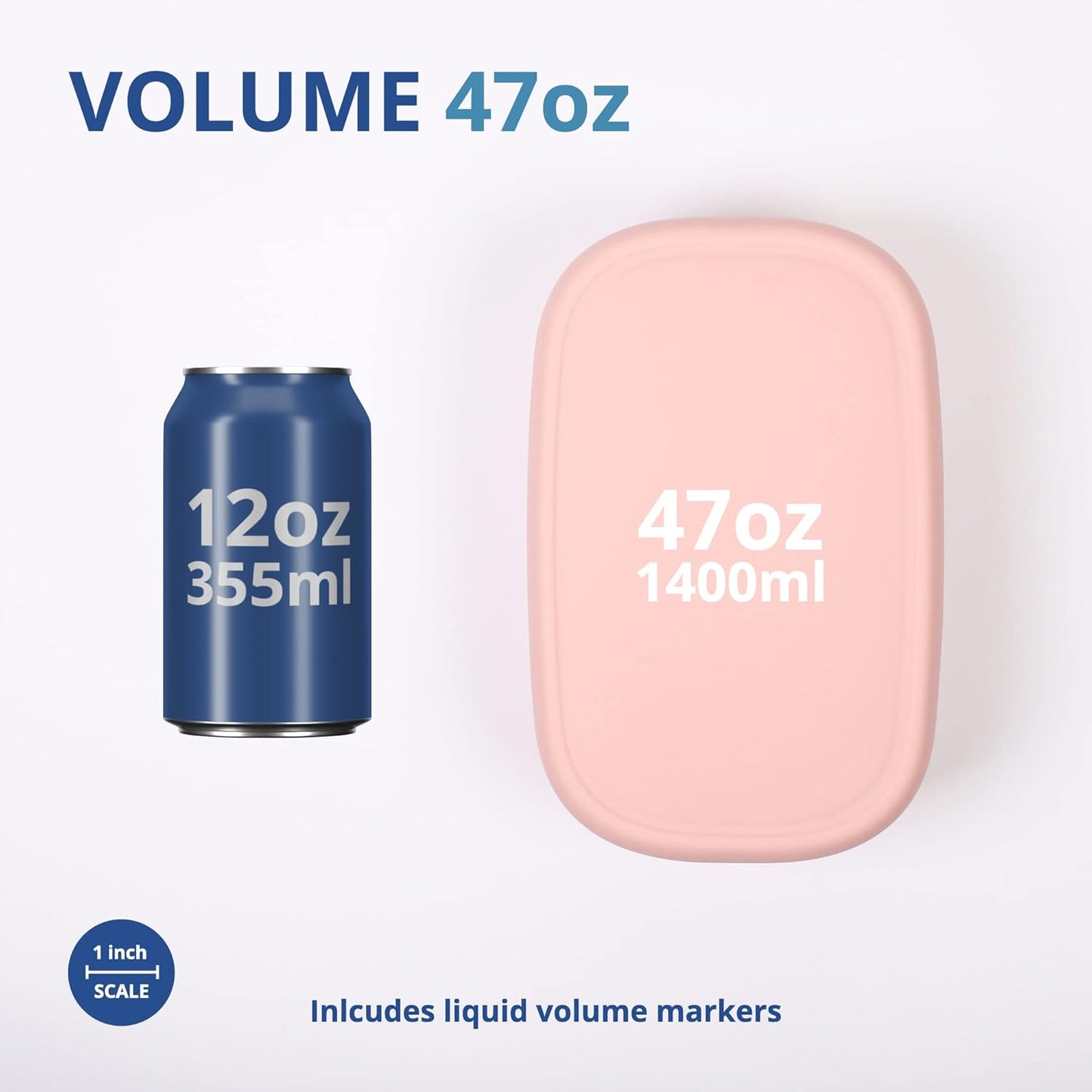 BLUE GINKGO Nesting Silicone Containers - Large Silicone Food Storage Container | BPA Free, Airtight, Dishwasher and Freezer Safe (47.5 oz) - Pink