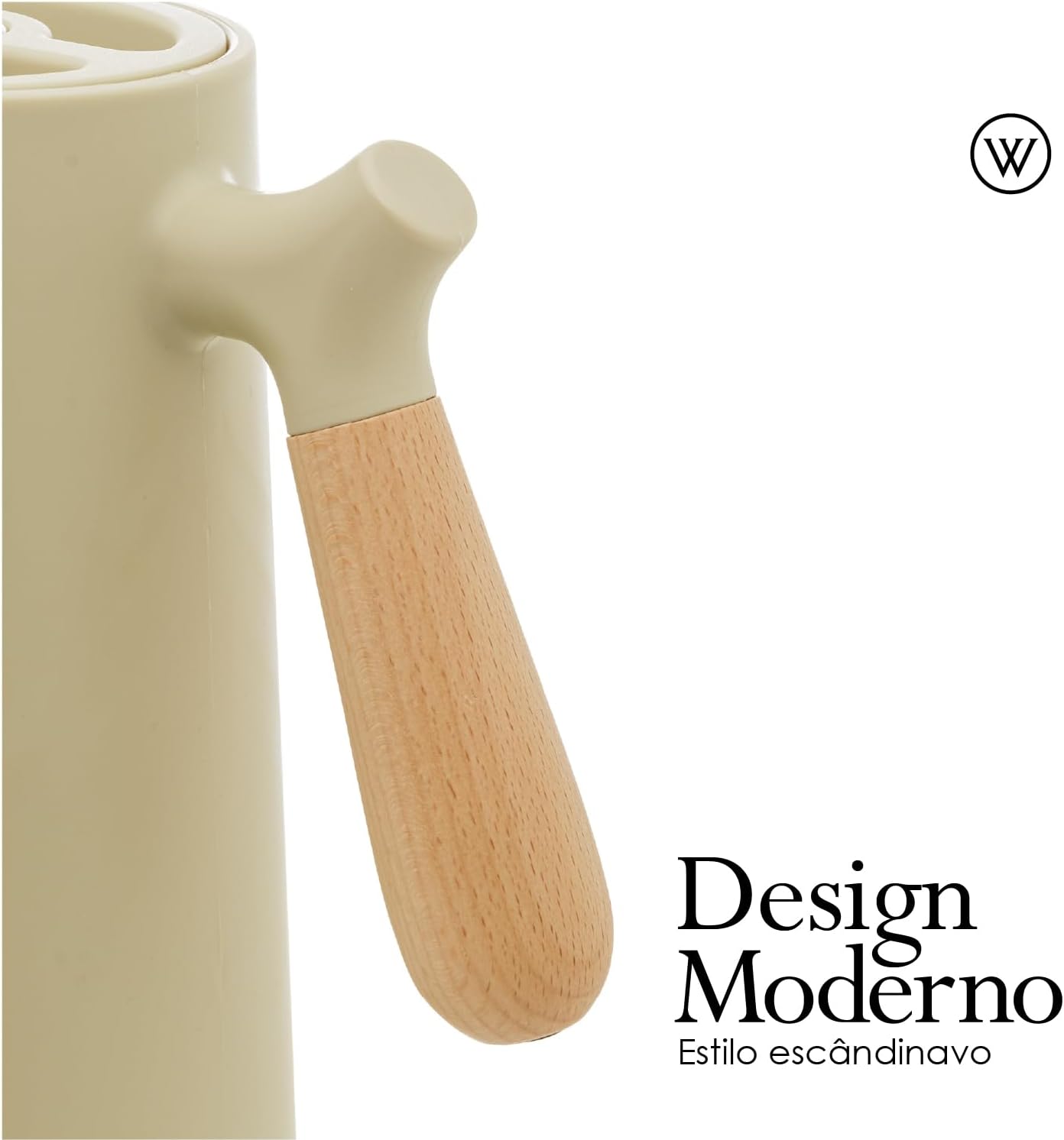 WOLFF - Thermal Coffee Carafe - Hot or Cold Drinks, Double Walled Insulated Vacuum Flask - Leakproof Coffee Dispenser with Wooden Handle, Thermos Bottle for Cold Beverages - Mint, 34floz/1L