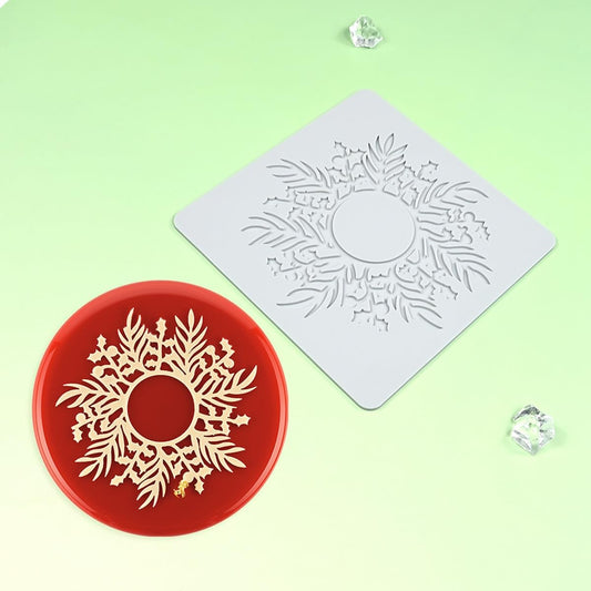 mostsom Silicone Mold 3D Hollow Out Lace Mold Lace Cake Silicone Baking Mold Wreath Design Flower and Leave Lace Mat Fondant Decorating Tool (L_ Flower Wreath)