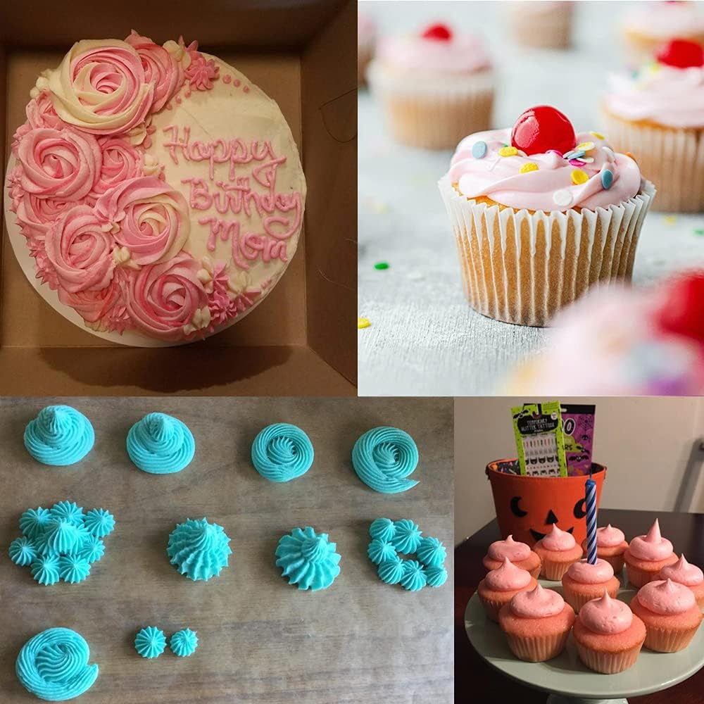 Large Piping Tips Set for Cake Cupcake Decorating,Stainless Steel Icing Piping Nozzles,5 Decorating Tips Pastry Tips Frosting Tips for Cream Rose Flower Meringue Cookie Decoration,#1A 1M 2A 2D 4B