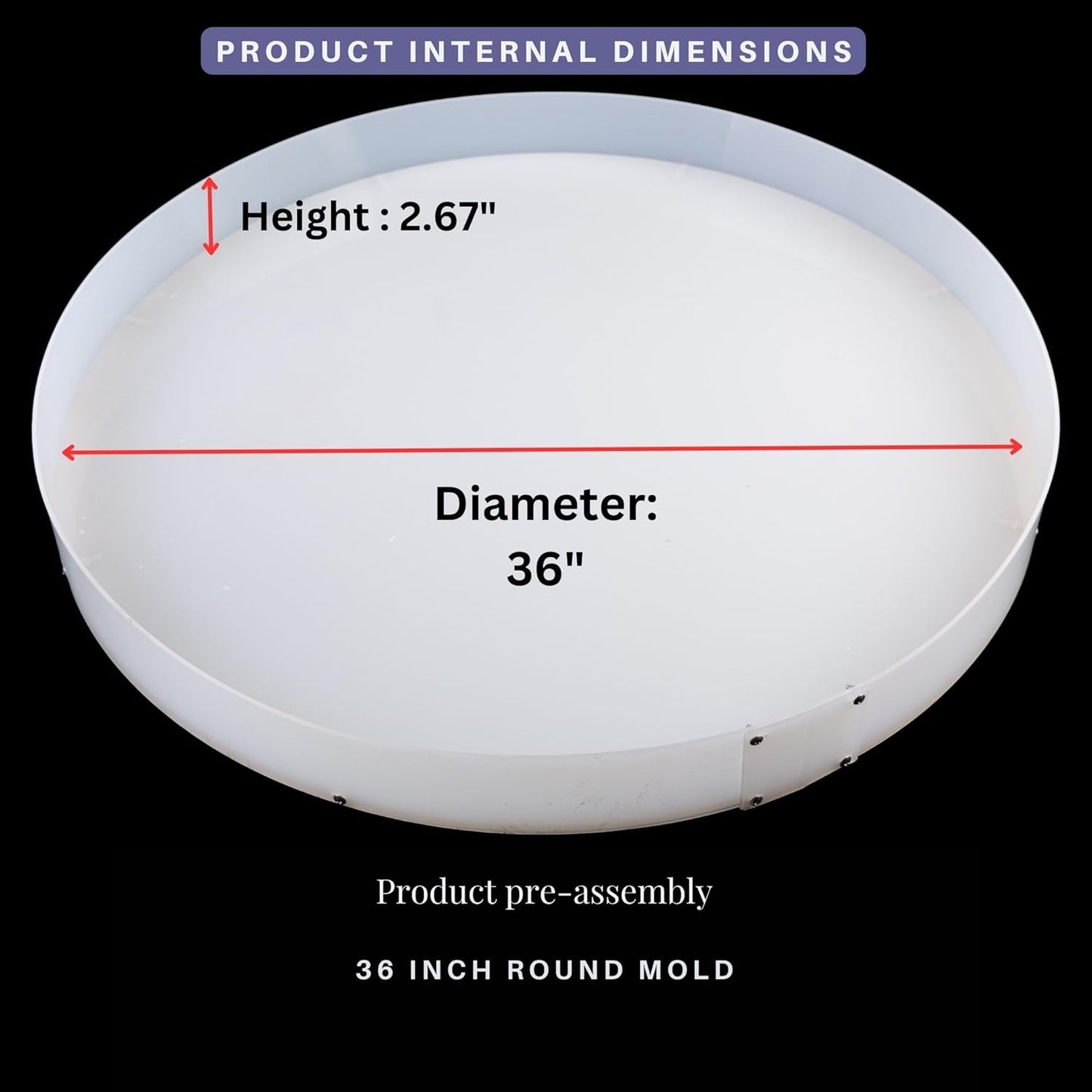 Resin Mold Large Round Deep -Kalinta 36inch Reusable Epoxy Round Molds for Resin Clock, Serving Tray Board, End Table，Floral Preservation Bouquet