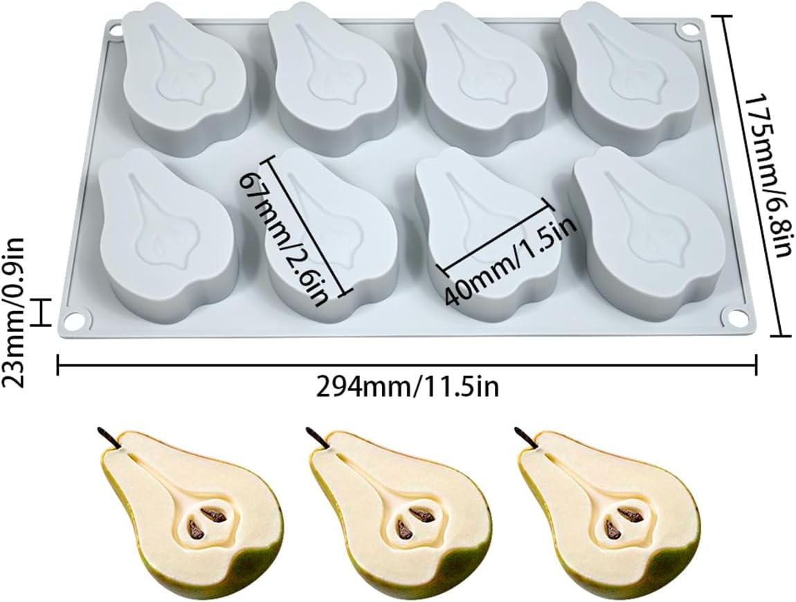 mostsom Pear Shape Silicone Mold 3D Cake Moulds Mousse For Ice Creams Chocolate Pastry Bakeware Dessert Art Pan Cake Mold (H_ Pear)