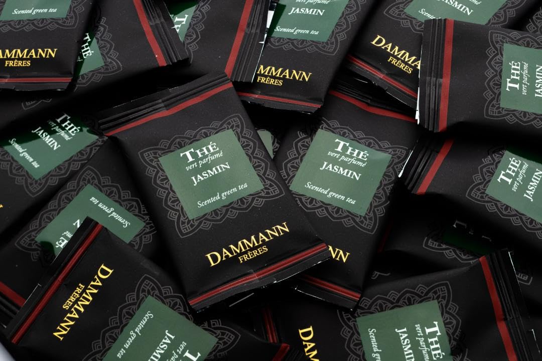 Dammann Freres Sachets, Vert Au Jasmin Tea Bags, Premium Gourmet French Jasmine Green Tea, Individually Wrapped, 24 Count (Single Pack)