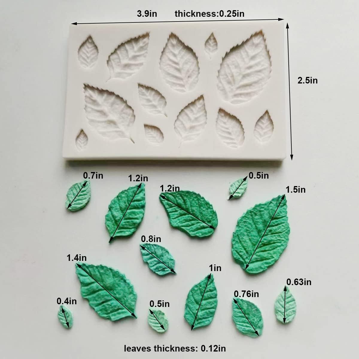Small Lovely items Silicone Fondant Molds Set For Cake Topper, Gumpaste, Candy & Chocolate, Polymer Clay and More (Flowers & Leaves)